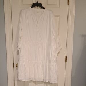 Caslon White Eyelet Tiered Midi Shift Dress